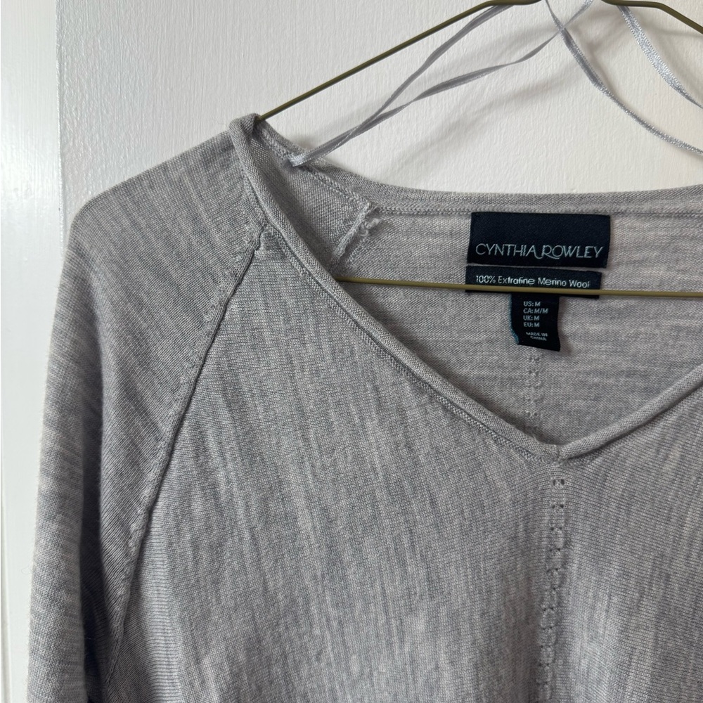 Cynthia Rowley Light Gray Merino Wool Top